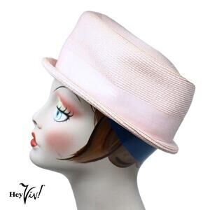 Vintage Union Tag Pink Pill Box Hat Narrow Brim for Costume or Upcycle - Hey Viv